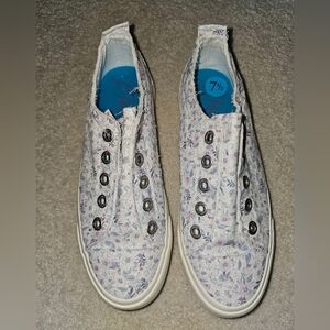 Blowfish White and Purple Slip-On Sneakers
